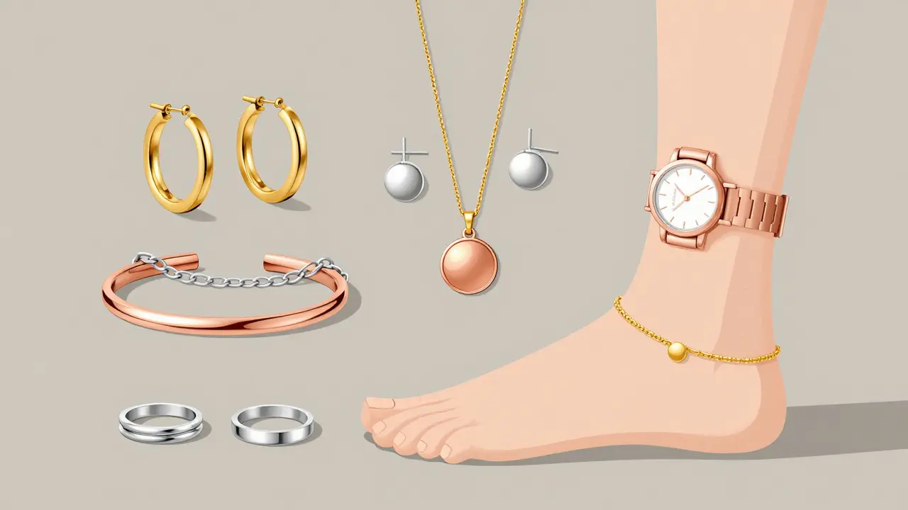 Three mixed-metal jewelry combinations arranged neatly on a neutral background.