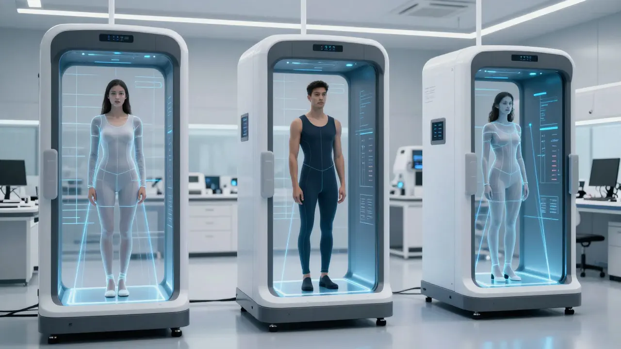 3D scanner capturing diverse body types for inclusive fashion.
