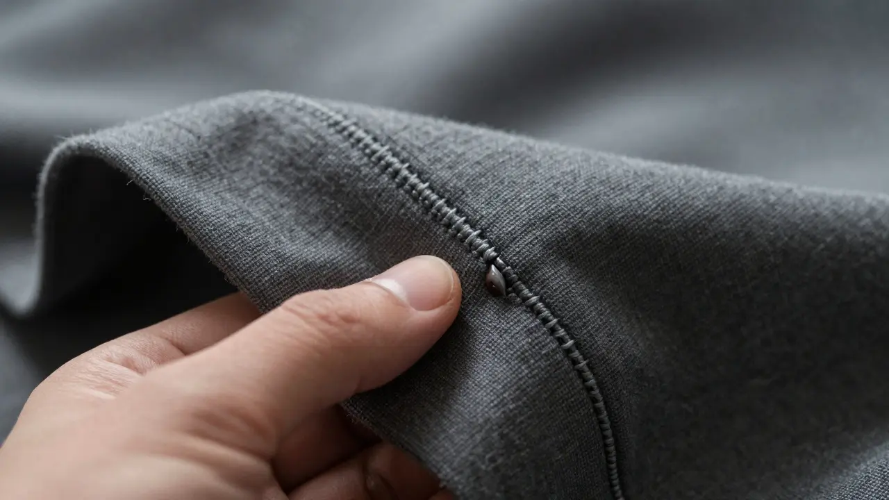 Close-up of garment interior seams showing the difference in stitching and construction.