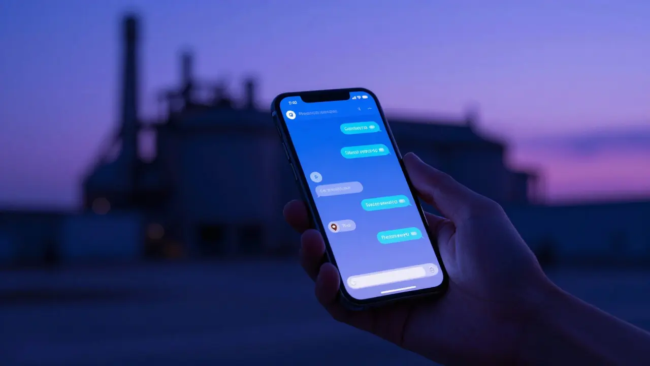 Hand holding a smartphone showing a secret location alert for a sale