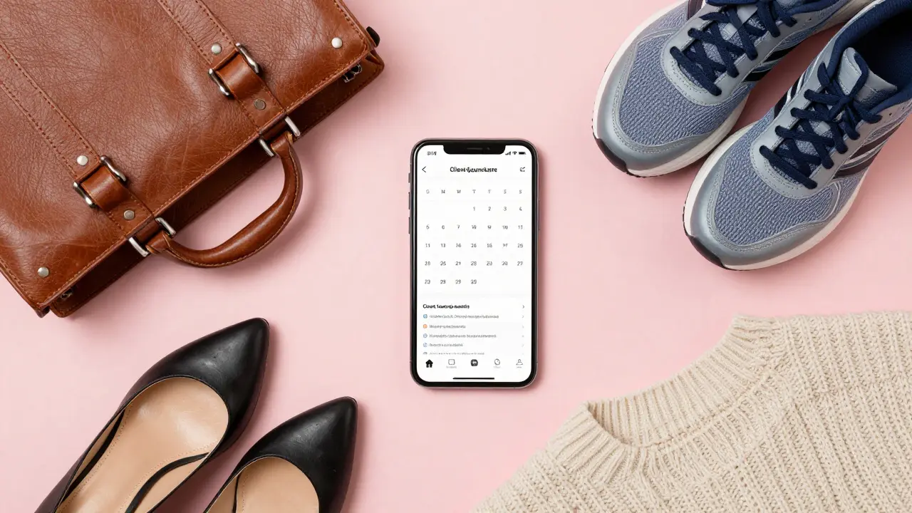 Flat lay of diverse clothing items representing different client lifestyles