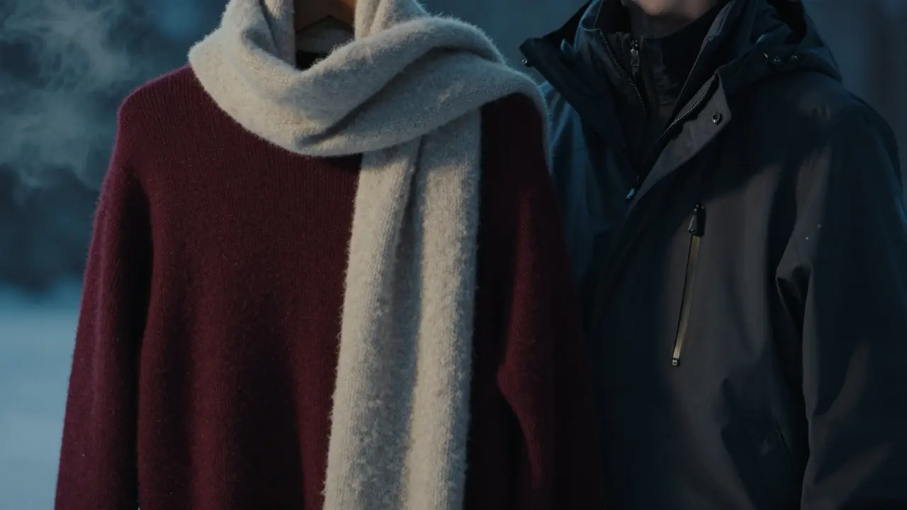 Warm winter layers including merino wool and technical outerwear