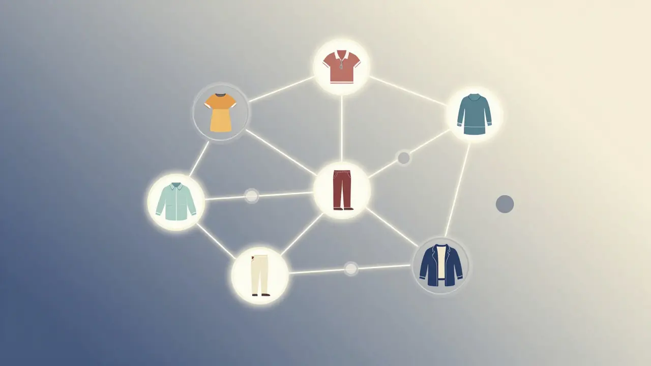 Abstract network diagram illustrating clothing compatibility