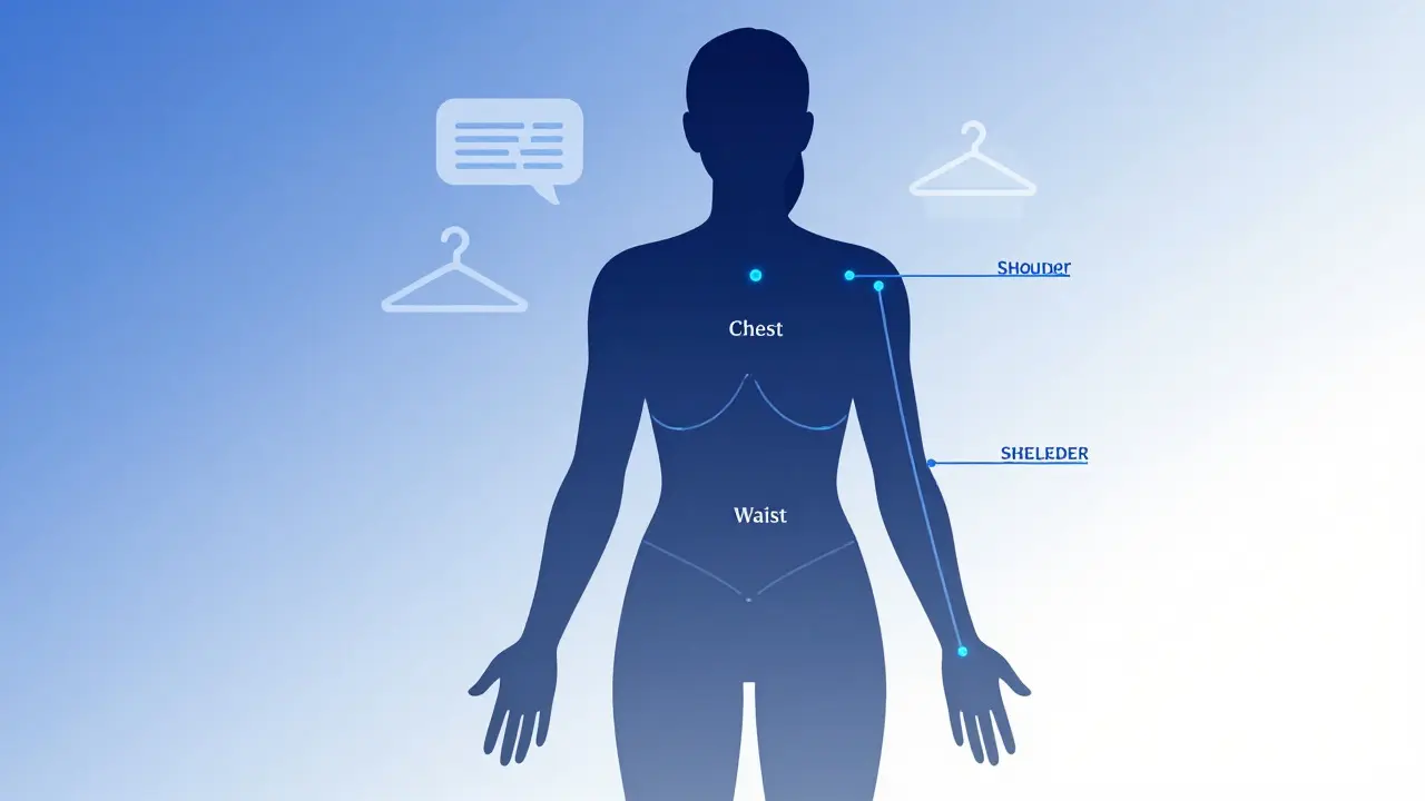Body silhouette with key measurement points