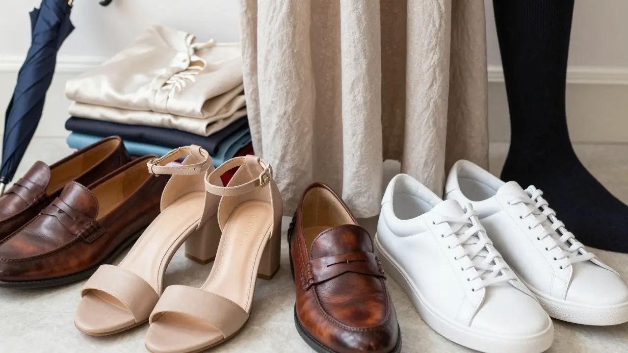 Close-up of comfortable graduation shoes and breathable fabric choices