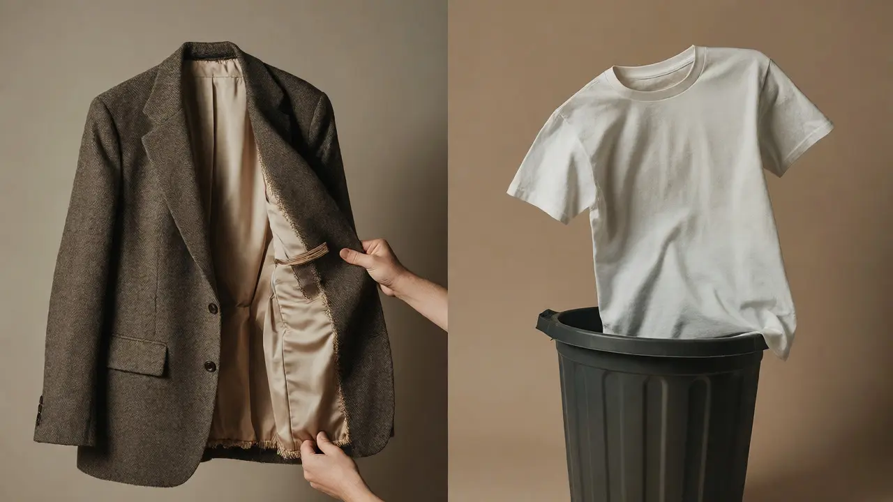 Comparing a quality blazer and fast fashion tee