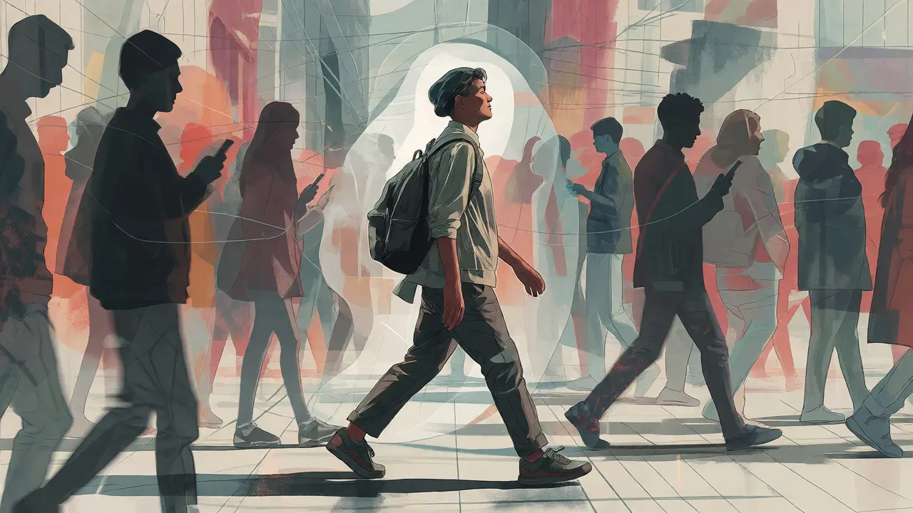 Confident person protected by an aura from social fashion pressures