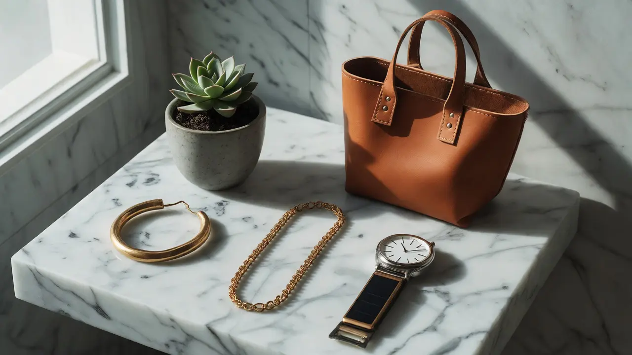 Curated capsule collection of sustainable jewelry and vegan leather accessories